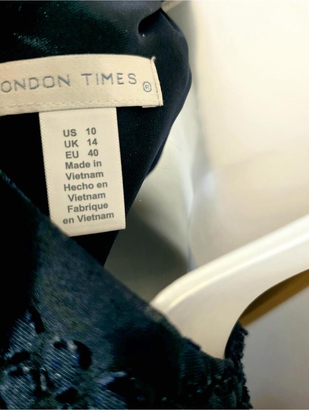 London Times Lagenlook Navy Asymmetrical Dress sz 10 - Picture 4 of 7